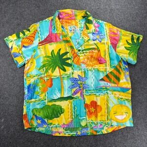 VTG Jams World Shirt Medium Tropical Graphic Colorful Resort Vacation Top
